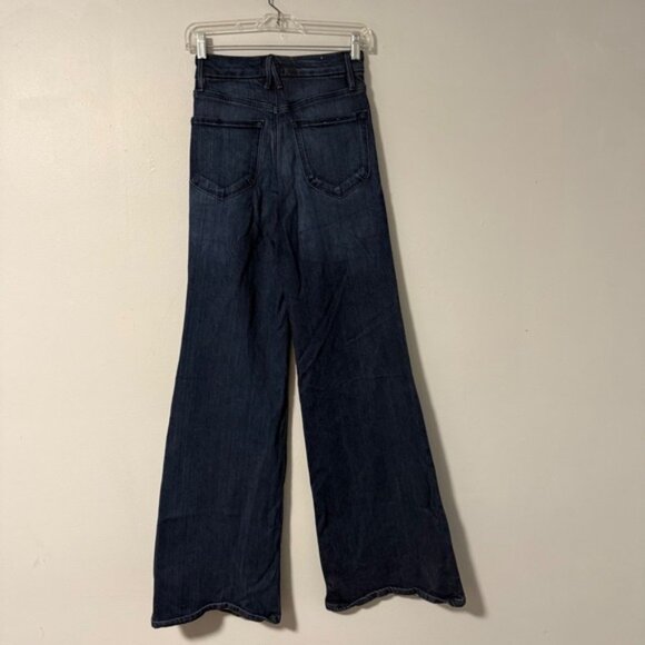 GOOD AMERICAN Good Waist Palazzo Wide Leg Dark Wash Denim Jeans Women 00 24 Tall - Picture 4 of 11